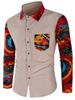 Abstract Print Patchwork Casual Shirt -  
