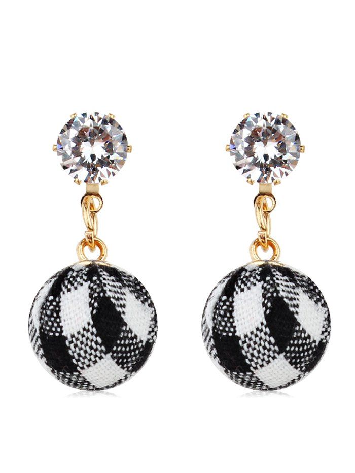 

Grid Pattern Ball Rhinestone Dangle Earrings, Black