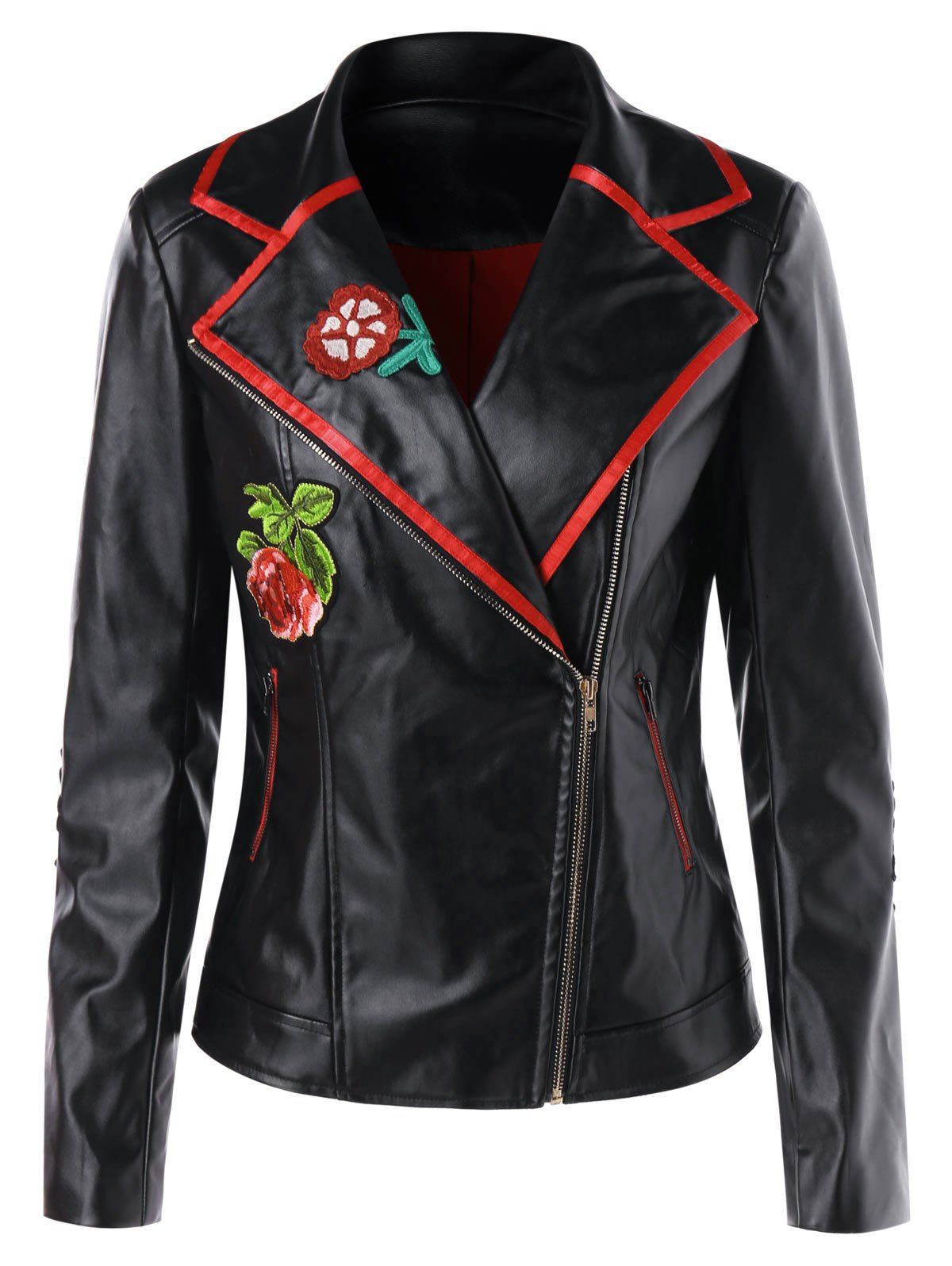

Faux Leather Motorcycle Jacket, Black