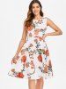Sleeveless Floral Print Dress -  