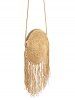 Solid Round Woven Fringes Sling Bag -  