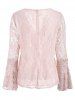 V Neck Flare Sleeve Lace Top -  