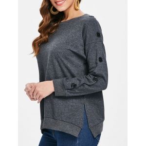 

Side Split Buttoned Sweatshirt, Dark gray
