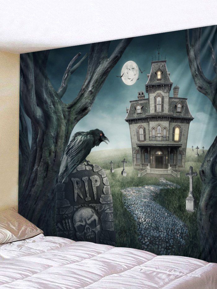

Wall Hanging Art Halloween Castle Print Tapestry, Multi