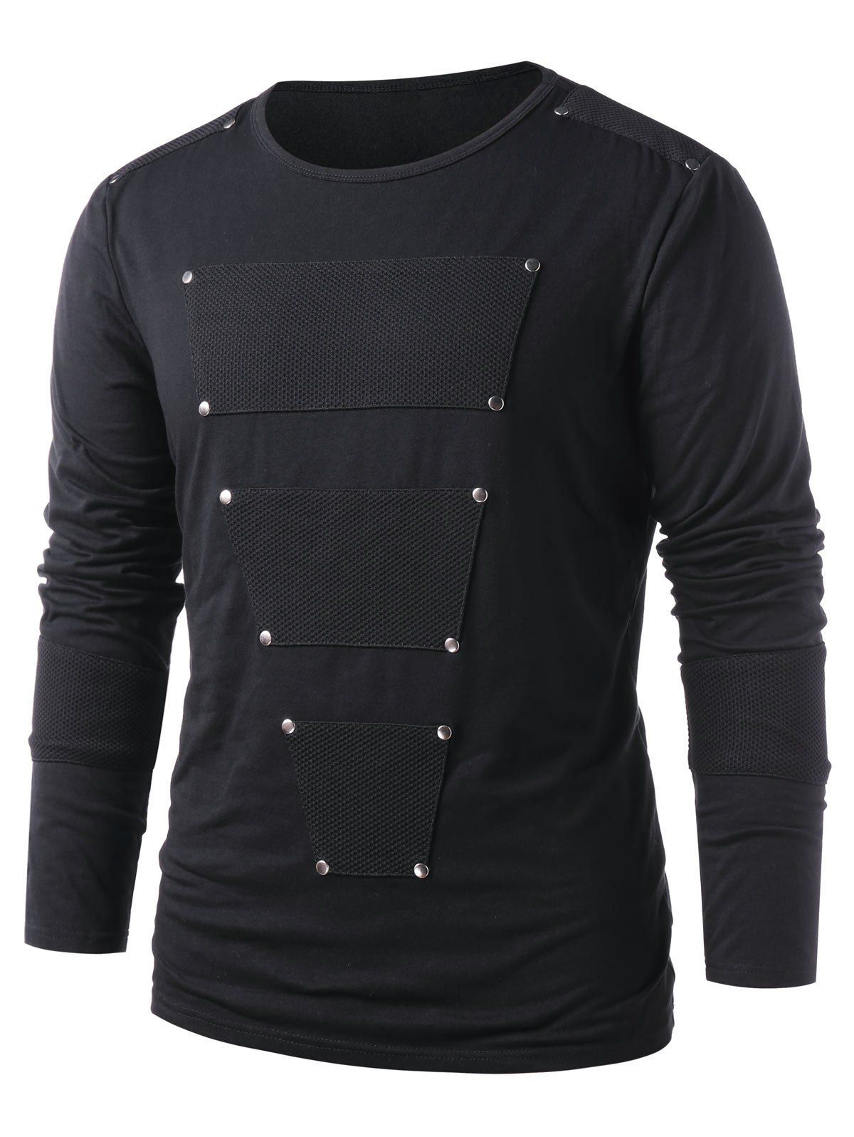 

Geometric Embellished Round Neck Casual T-shirt, Black