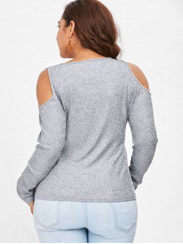 

Plus Size Ribbed Cold Shoulder Top, Gray