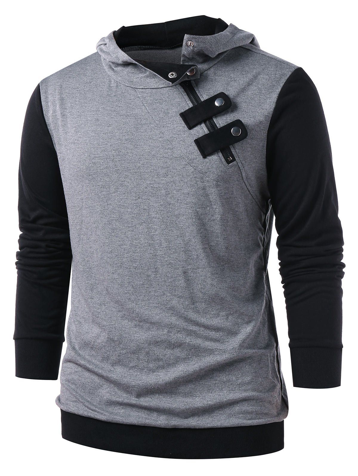 

Color Block Zipper Embellished Hoodie, Gray