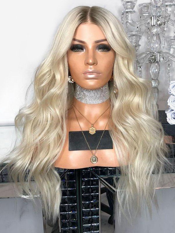 

Long Center Parting Ombre Wavy Synthetic Wig, Multi