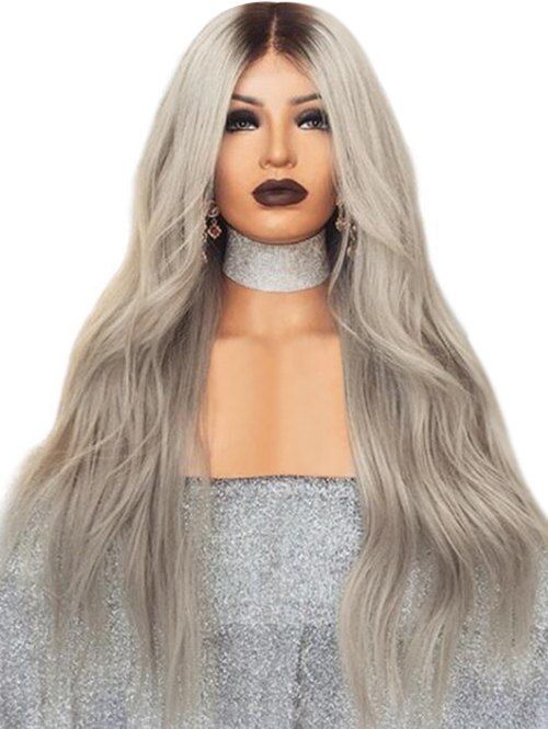 

Long Middle Part Ombre Wavy Synthetic Wig, Multi