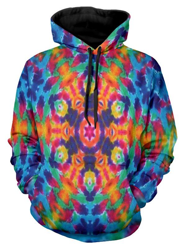 

Drawstring Tie Dye Long Sleeve Hoodie, Multi