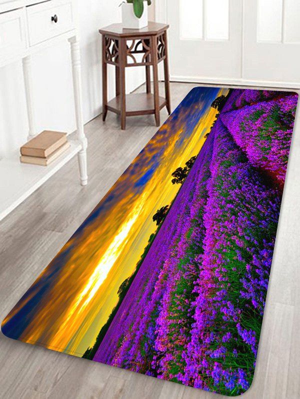 

Lavender Flower Printed Soft Anti-skid Area Rug, Purple