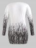 Plus Size Long Sleeve Branch Pattern Dress -  