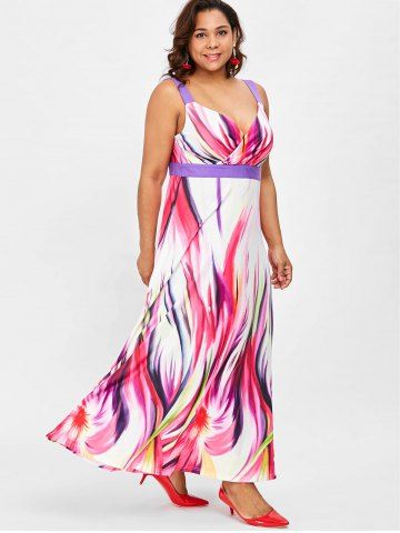 

Plus Size Abstract Print Maxi Dress, Multi