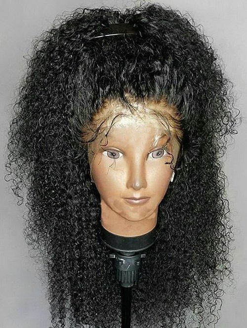 

Long Free Part Curly Lace Front Synthetic Wig, Black
