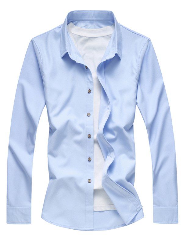 

Textured Solid Button Up Casual Shirt, Sky blue