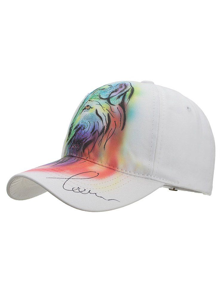 41 Off Novelty Hand Painting Wolf Baseball Hat Rosegal
