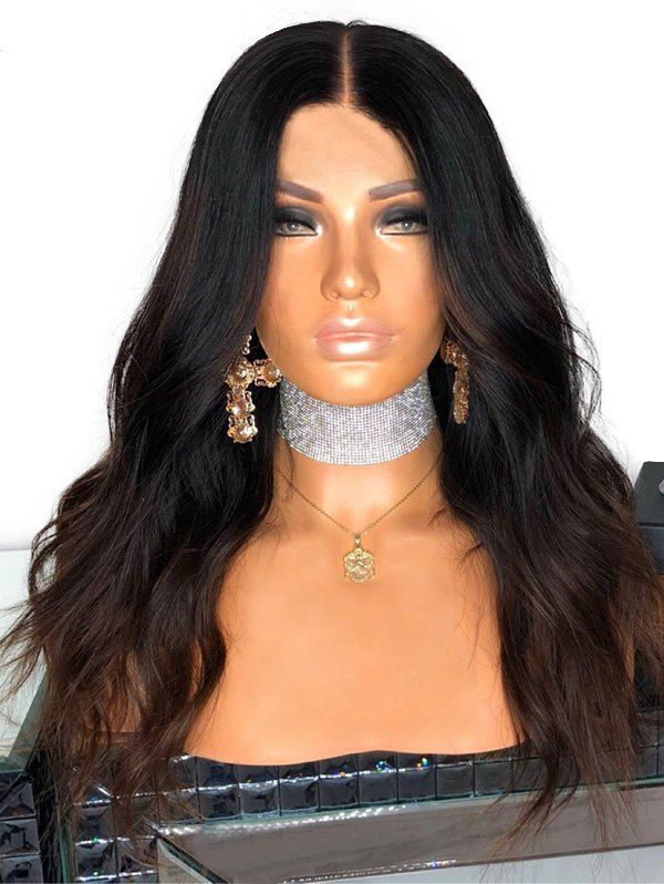 36 Off Middle Part Long Colormix Natural Wavy Synthetic Wig