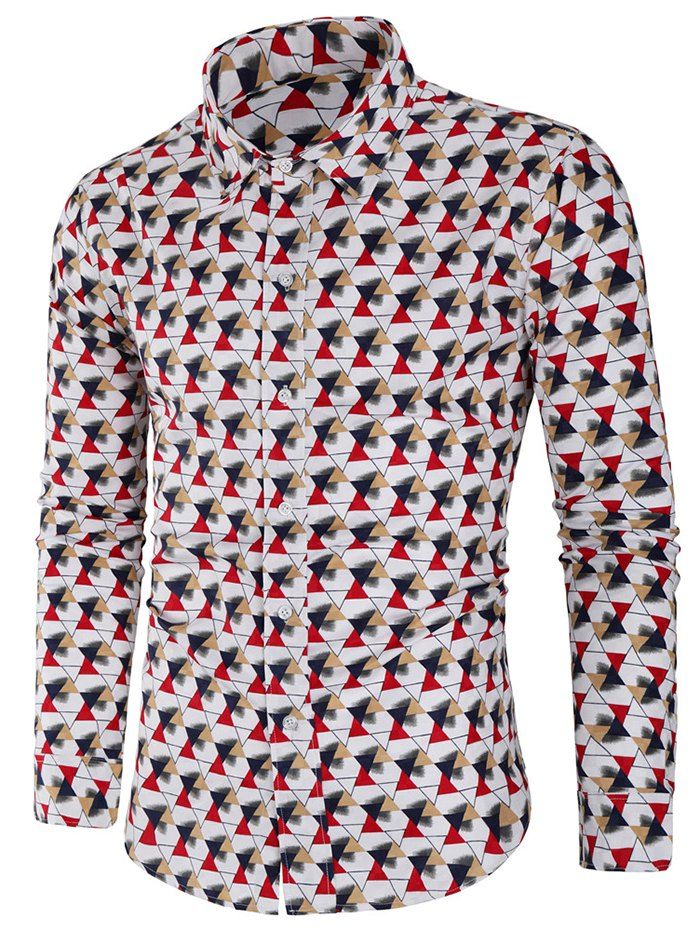 Store Button Up Triangle Print Shirt  