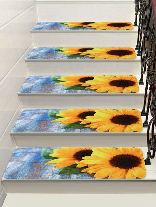 

Sunflower Print Decorative Stair Floor Rugs, Multi