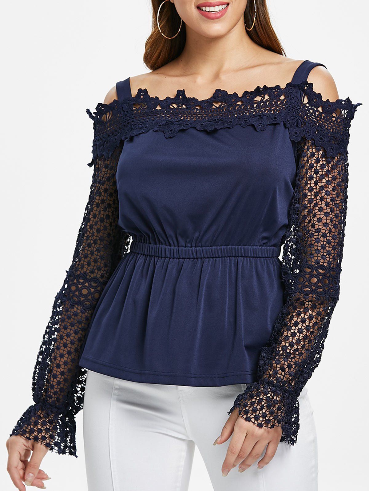 peplum cold shoulder top