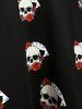 Long Sleeve Skull Print Halloween Dress -  