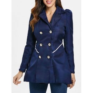 

Fit and Flare Coat With Double Breasts, Cadetblue