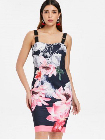 

Floral Print Sweetheart Neck Bodycon Dress, Multi