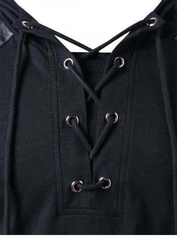 

Hooded Lace Up Sweatshirt, Black