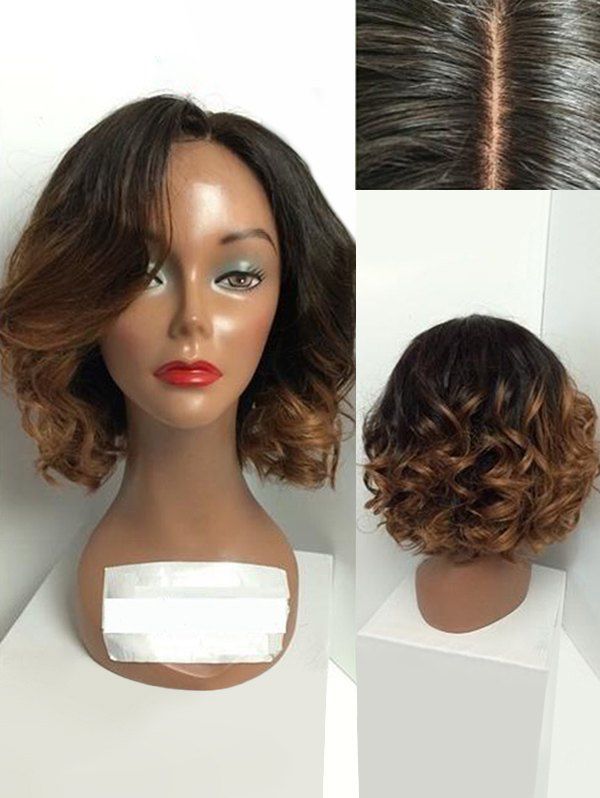 

Short Side Parting Ombre Big Curly Capless Synthetic Wig, Multi