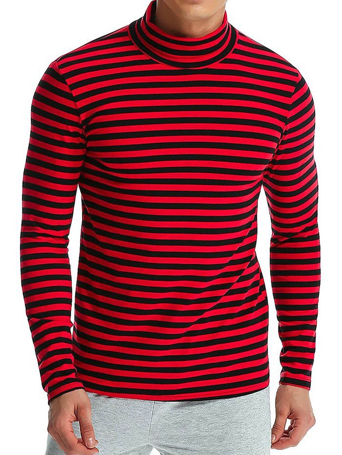 [36% OFF] Casual Classic Striped Turtleneck T-shirt | Rosegal