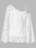Asymmetrical Long Sleeve Hollow Out Crochet Blouse -  