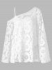 Asymmetrical Long Sleeve Hollow Out Crochet Blouse -  