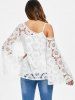 Asymmetrical Long Sleeve Hollow Out Crochet Blouse -  