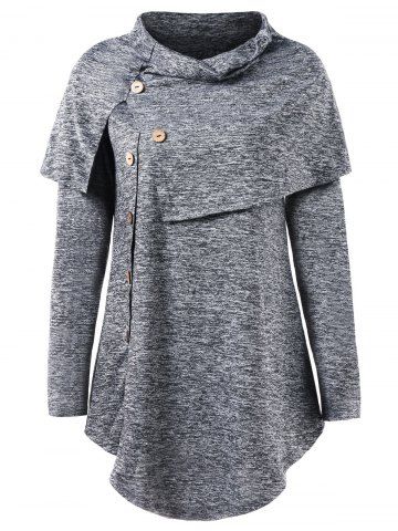 

Buttons Marled Overlay Tee, Gray