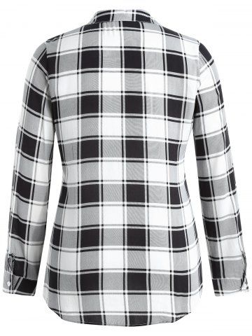 

Plus Size Single Pocket Plaid Blouse, Multi