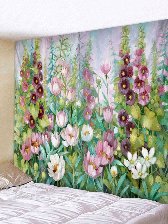 

Flower And Leaves Print Wall Hanging Tapestry, Clover green