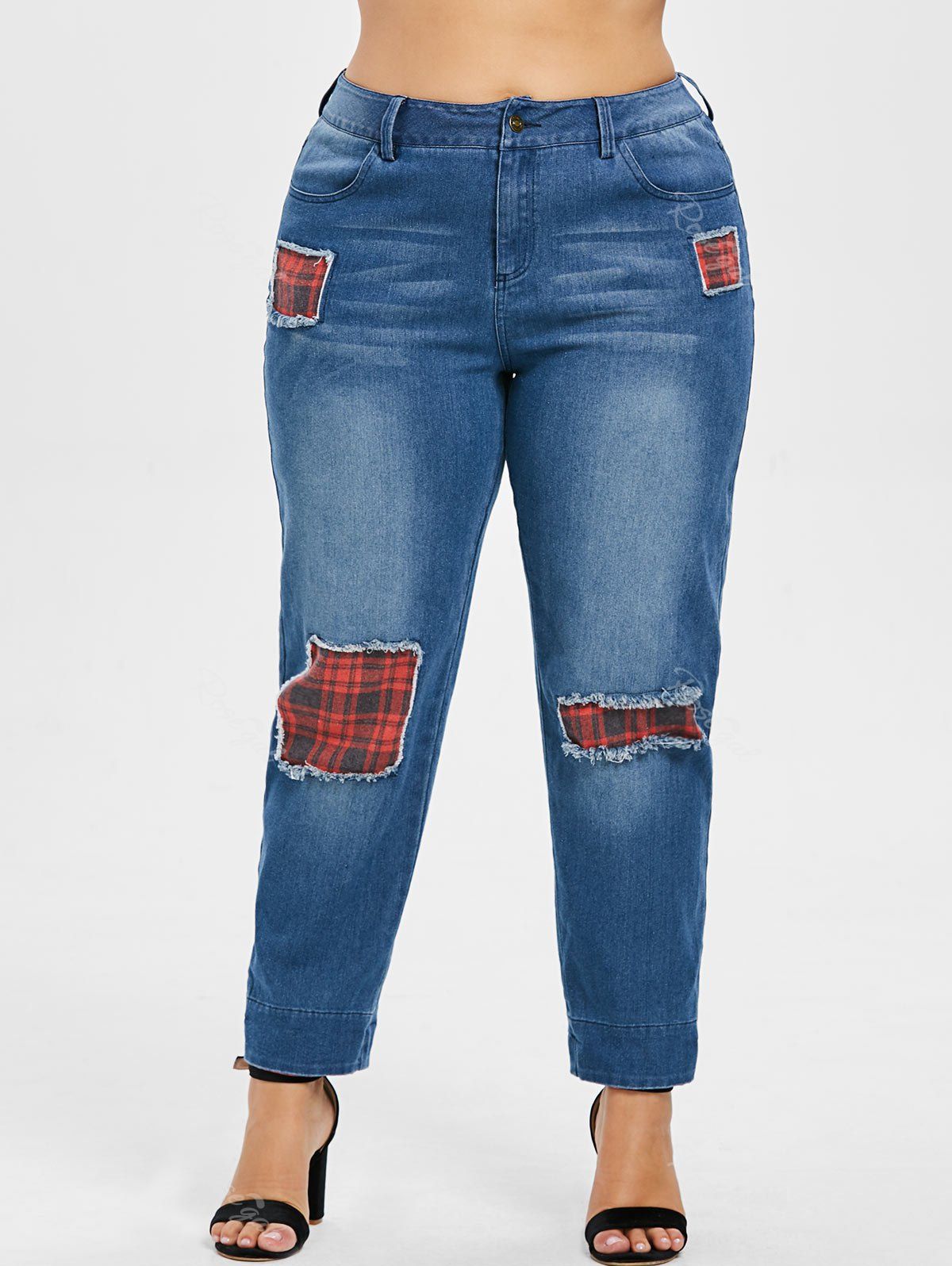 plus size patch jeans