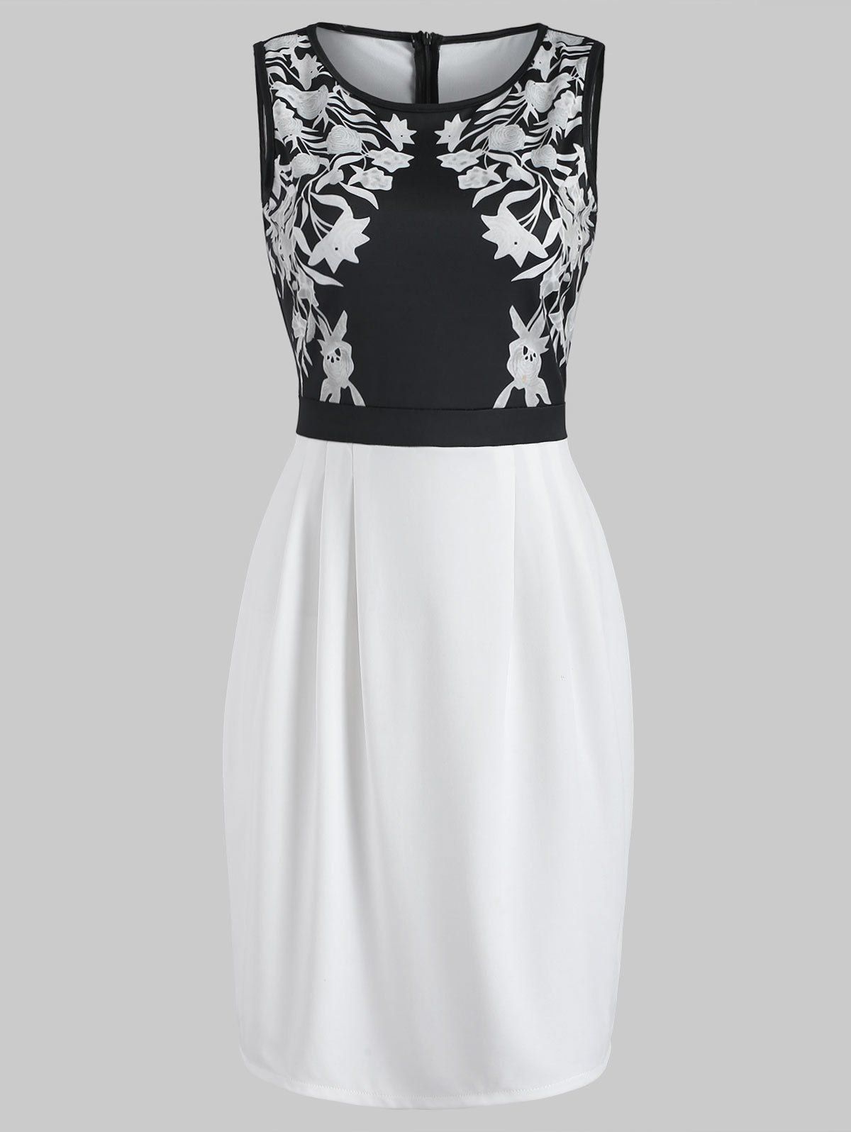

Floral Print Sleeveless Dress, Black