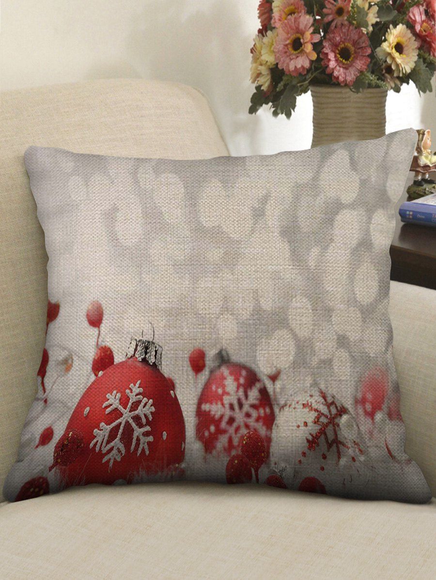 

Snowflake Ball Print Sofa Linen Pillowcase, Multi