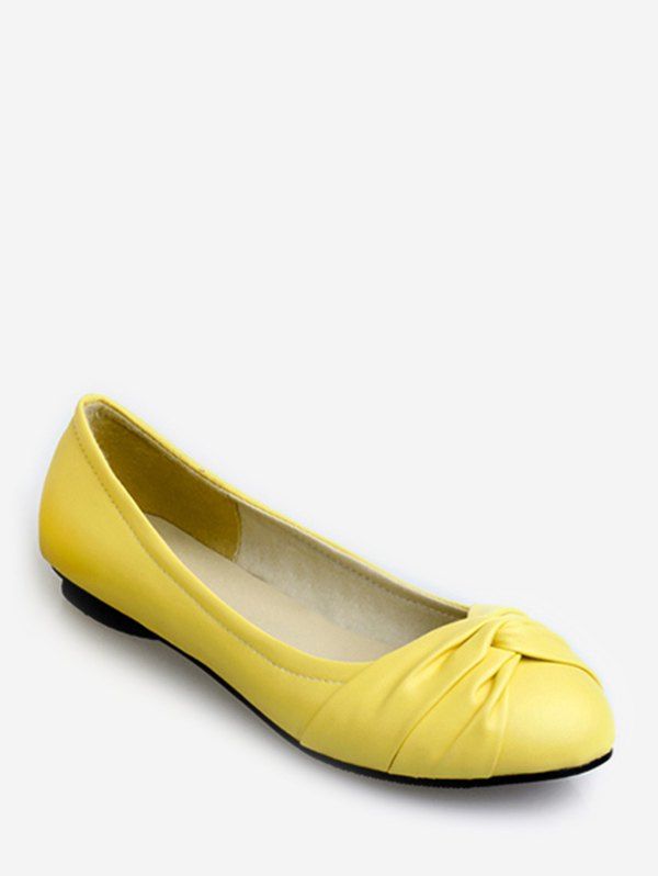 

Plus Size Round Toe Slip-on Flats, Corn yellow