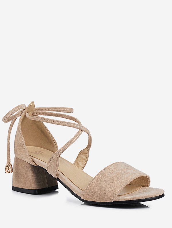 

Plus Size One Strap Chunky Heel Sandals, Light khaki