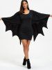 Halloween Long Sleeve Bat Wings Bodycon Dress -  