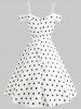 Polka Dot Print Cold Shoulder Vintage Dress -  