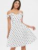 Polka Dot Print Cold Shoulder Vintage Dress -  