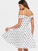 Polka Dot Print Cold Shoulder Vintage Dress -  