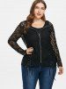 Plus Size Lace Up Lace Jacket with Camisole -  