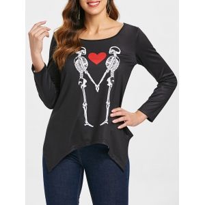 

Skeleton Heart Print Graphic Tee, Black