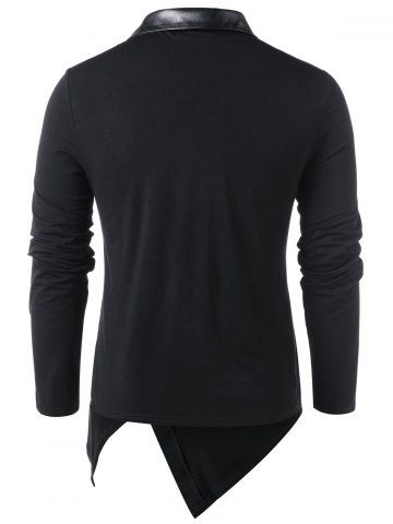 

Accordion Pleat Asymmetric Rivet T-shirt, Black