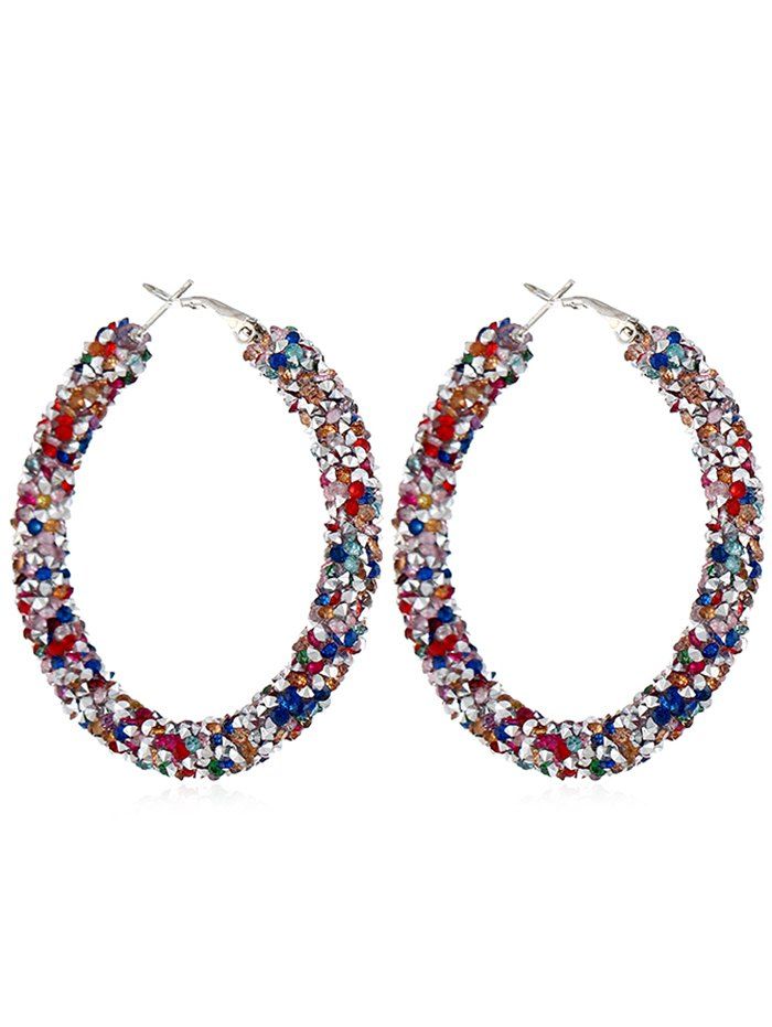 [42% OFF] Unique Colored Rhinestone Hoop Earrings | Rosegal