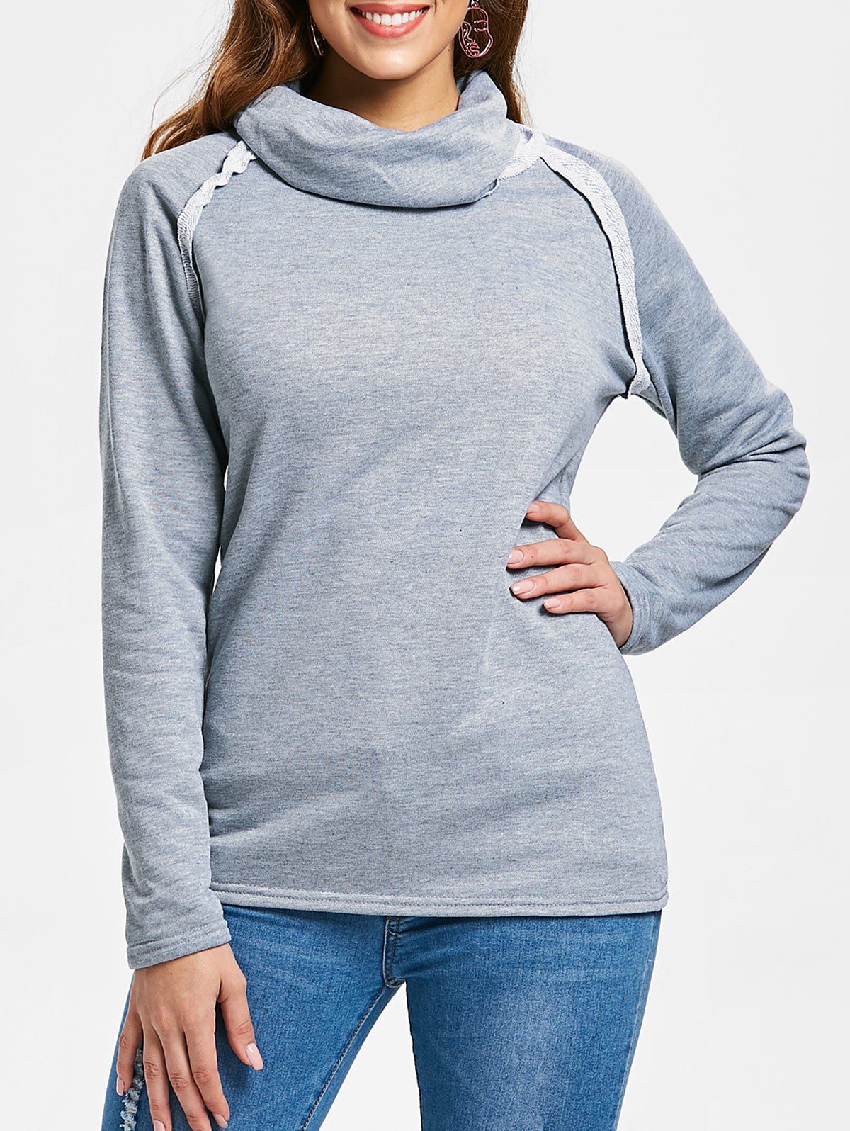 Cheap Stylish Turtleneck Long Sleeve Solid Color Women's Sweatshirt  
